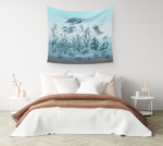 Vintage Marine Animals and Darwin Fish - Wall Tapestry - Image 3